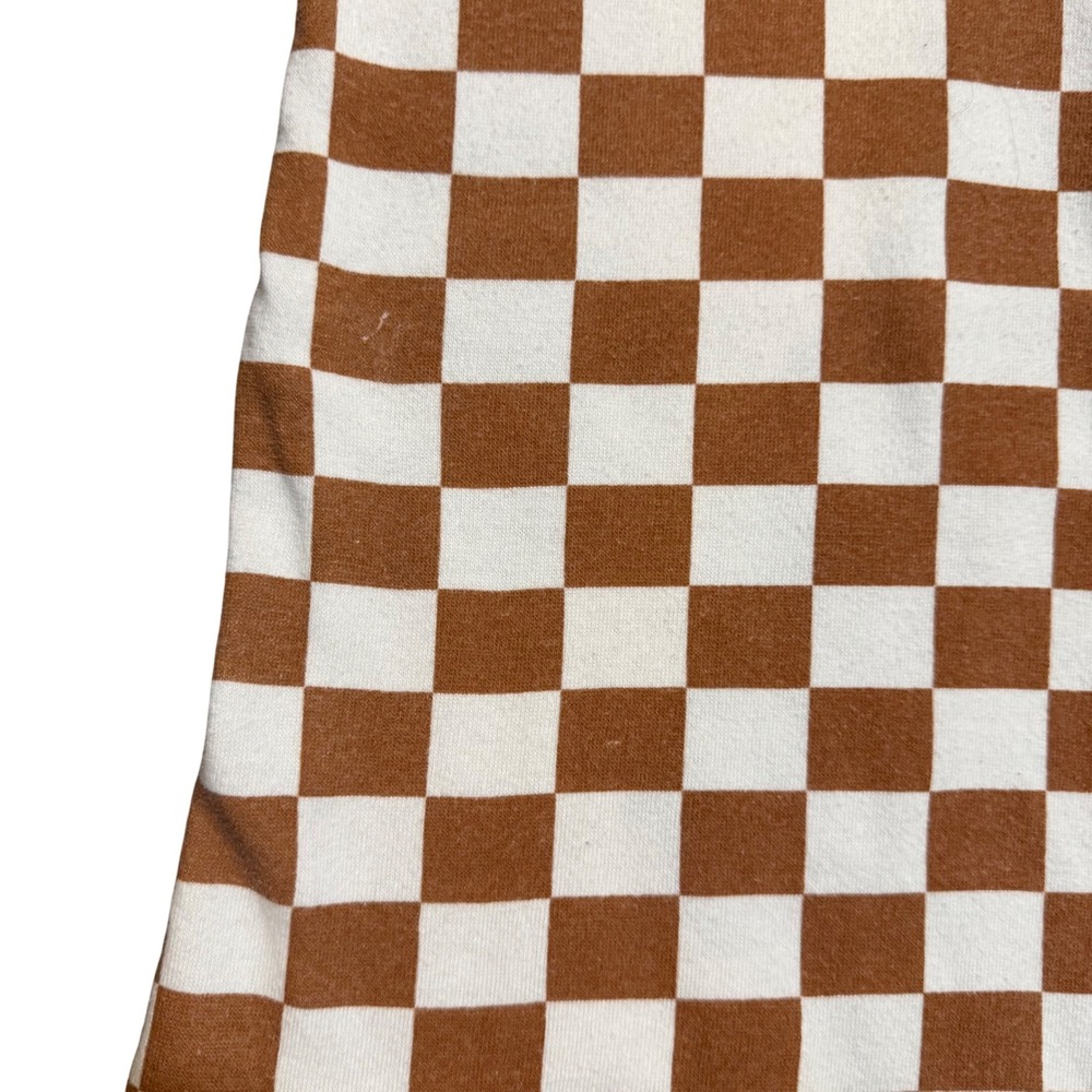 Grayson Threads Brown White Checkered Flare Sweatpants Bell Bottom Medium - Picture 3 of 5